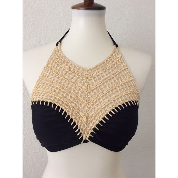 The Bikini Lab Swim Bikini Top Crochet Padded Swimwear - Picture 1 of 6